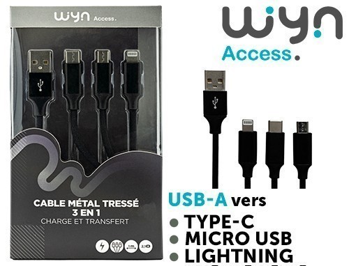 * CABLE 3 EN 1   TRESSÉ  2.1A   (1)