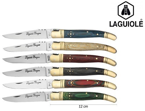 LAGUIOLE BOUGNA ASS. COUTEAUX 12CM BOIS COLORE (6)