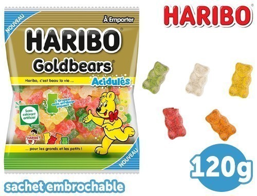 HARIBO SACHETS 120g GOLDBEARS ACIDULES (BTE.30)