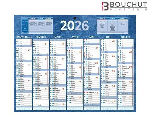 CALENDRIER 2027 21X27  7 MOIS RECTO VERSO BLEU(25)