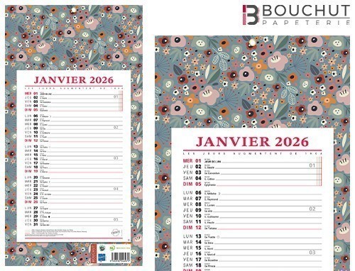 CALENDRIER 2027 EPHEM. MENS. SUR PLAQUE 36x19cm