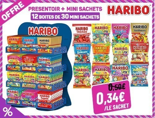 PROMO   HARIBO PRES. COMPTOIR BACS   MINI SACHETS