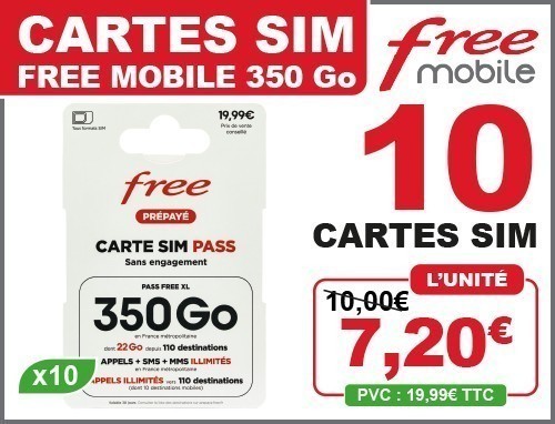 OFFRE FREE MOBILE 2026   CARTES SIM 350 GO