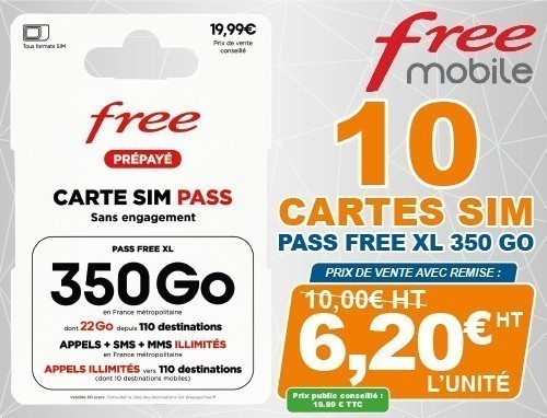 Vente Flash Free Mobile 10 Cartes Sim Pass Xl
