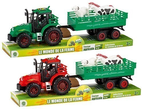 Tracteur Remorque 3 Animaux 32Cm