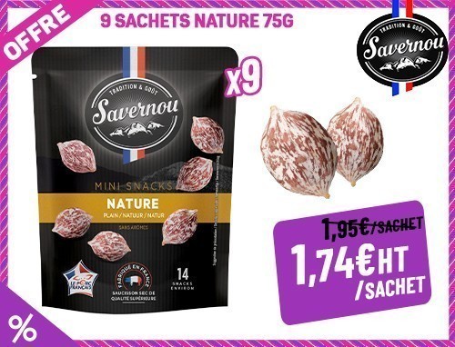 Offre Savernou Saucisson Mini Snack Nature 75Gr