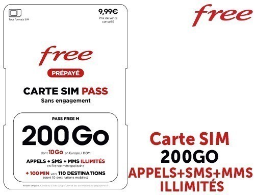 Carte Sim Free Mobile 200Go Appels Sms Illi. (1)