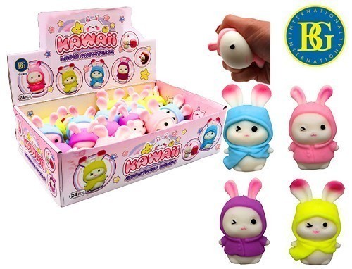 Kawai Antistress Lapin 8Cm 4 Coul. Ass. (Bte.24)