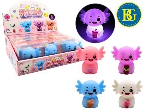 Lampe Veilleuse Kawaii Axolotl 4 Ass. (Bte.12)