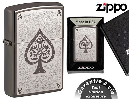 Zippo 150 Ace Filigree Design Black Ice (1)