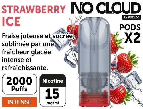 2 Pods No Cloud Strawberry Ice Intense 15 Mg