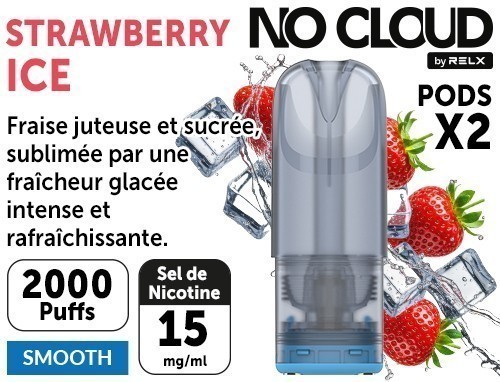2 Pods No Cloud Strawberry Ice Smooth 15 Mg