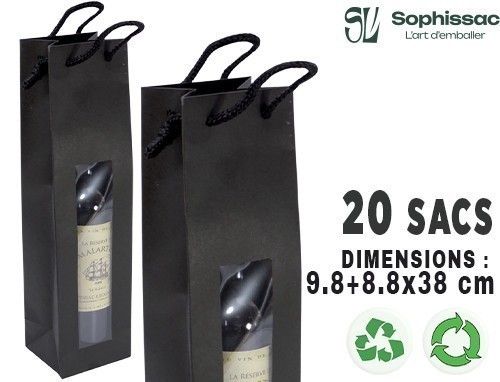 20 Sacs Bouteille Kraft Avec Fenetre 10 9X38Cm(10)